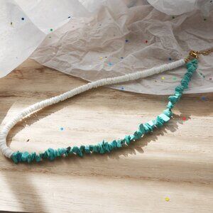 Brand New Handmade Turquoise Chip and Shell Necklace